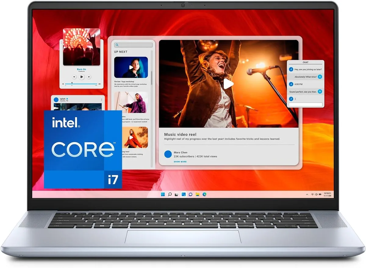Blue Dell Inspiron 7000 16 inch laptop closed view