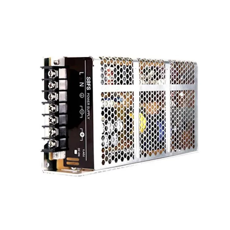 Rectangular silver ATX power supply unit with label showing 100W 12V 8.5A