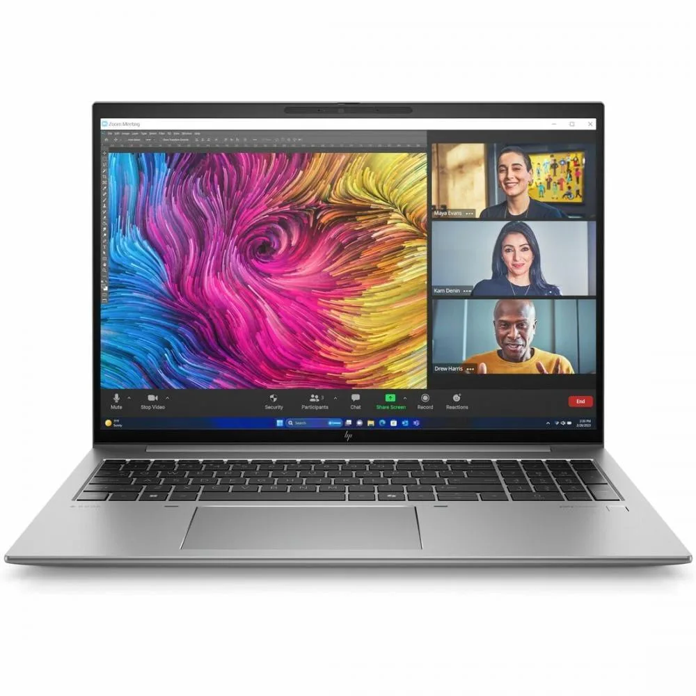Silver 16 inch laptop with matte non-touch display, compact keyboard and precision trackpad