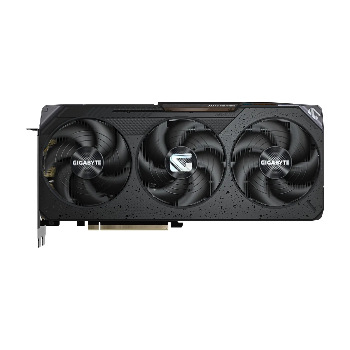 Black triple-fan ATX graphics card, 288 by 132 by 50 mm, 2.5 slots, Radeon RX 9070 16GB GDDR6