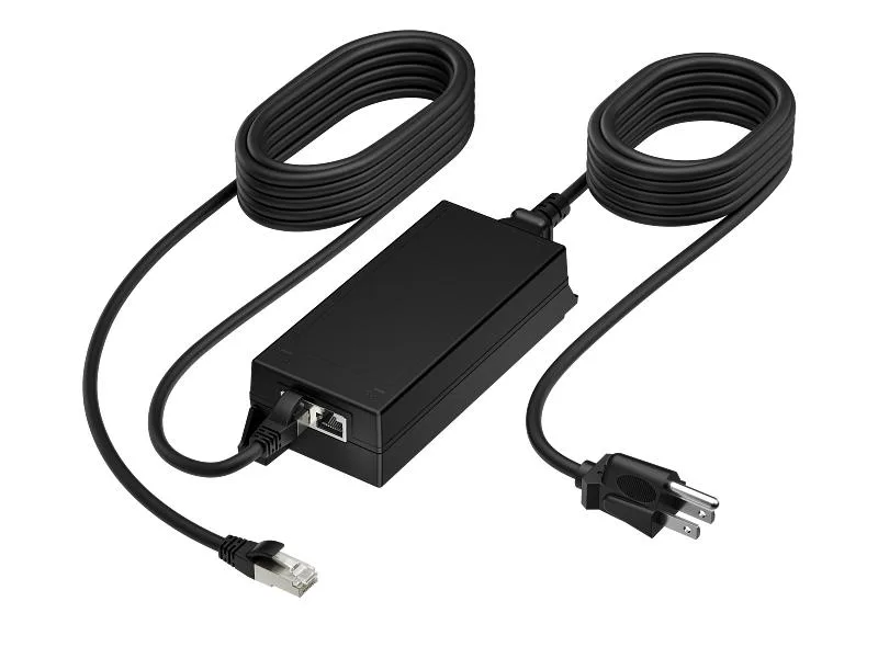 HP Poly PoE++ 65W injector with 3.66m CAT6A cable and power cord