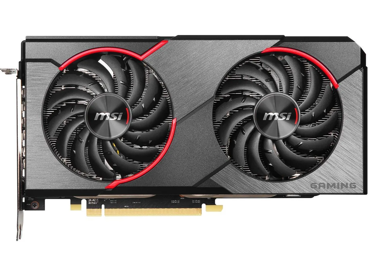 MSI Radeon RX 5500 XT GAMING X 8G dual-fan graphics card with black metal shroud and RGB lighting