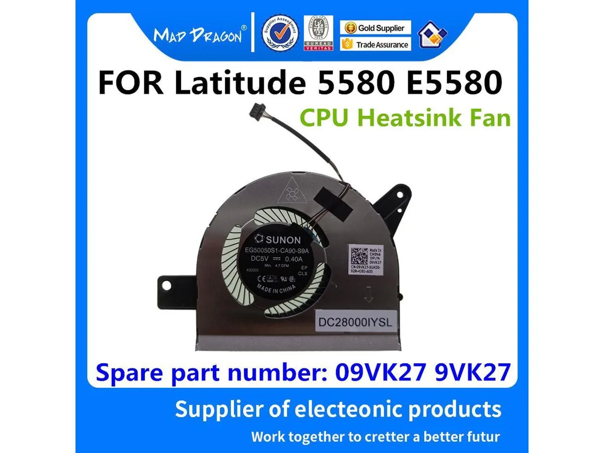 New laptop CPU heatsink and fan assembly for Dell Latitude 5580