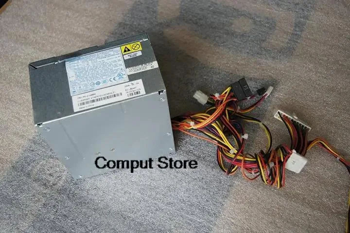 Rectangular silver ATX power supply unit with 24-pin connector