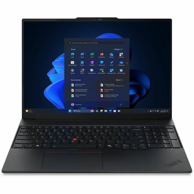 Black 16-inch ThinkPad laptop closed on a plain background
