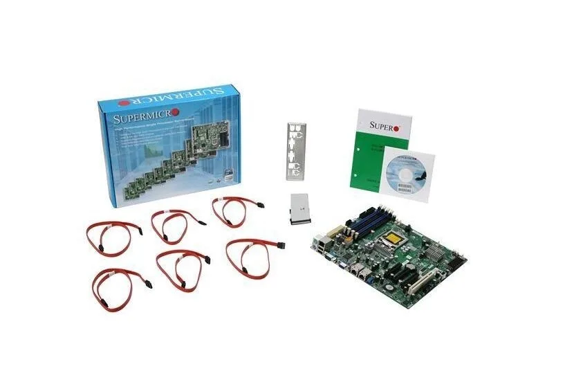 Green MicroATX server motherboard with LGA 1156 socket and DDR3 memory slots