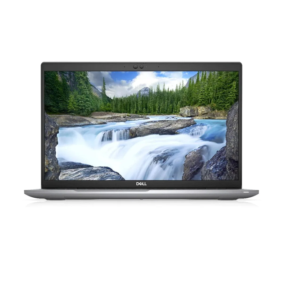 Silver business laptop, 15.5 inch non-touch screen, backlit keyboard, fingerprint reader, webcam, AC adapter included
