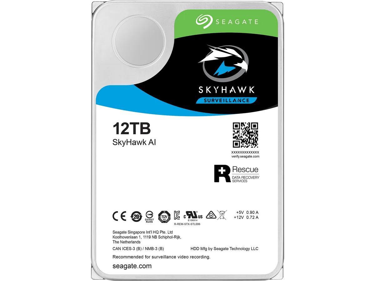 Seagate Seagate ST12000VE0008 SkyHawk AI 12TB 7200 RPM 256MB SATA 6.0Gb/s 3.5" internal hard drive — 商品写真