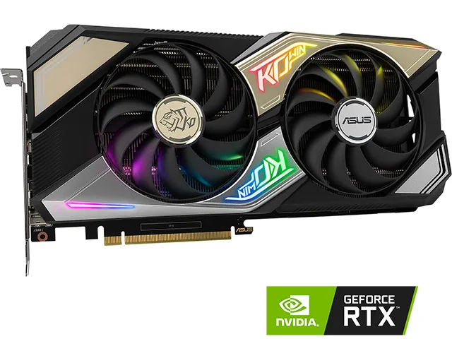 Black dual-fan graphics card with silver accents and backplate
