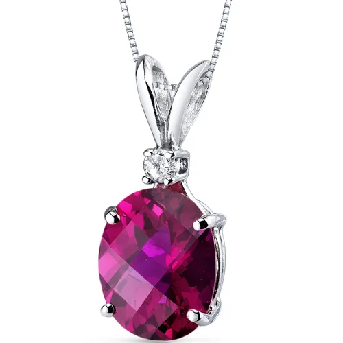 Oravo Oravo 14k White Gold Oval Ruby Pendant 3.47 ct P8932 — produktfoto