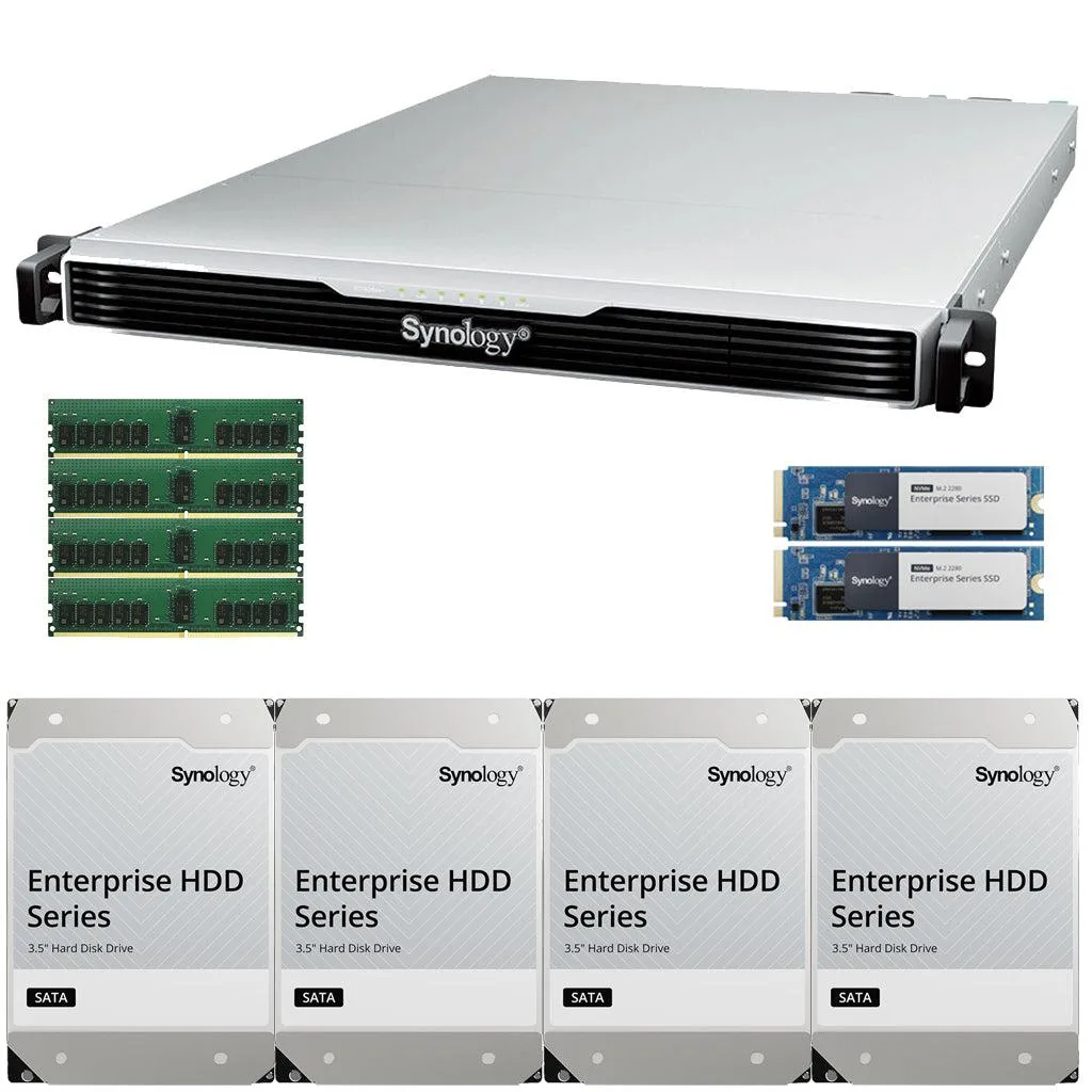 Synology Inc. Synology RS1626xs+ Xeon D-1726 4-Bay Rackmount NAS 64GB 1.6TB Cache 16TB Drives — product photo