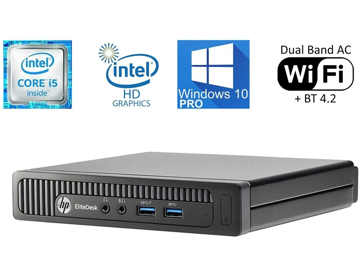 Small black HP EliteDesk 600 G1 tiny desktop computer