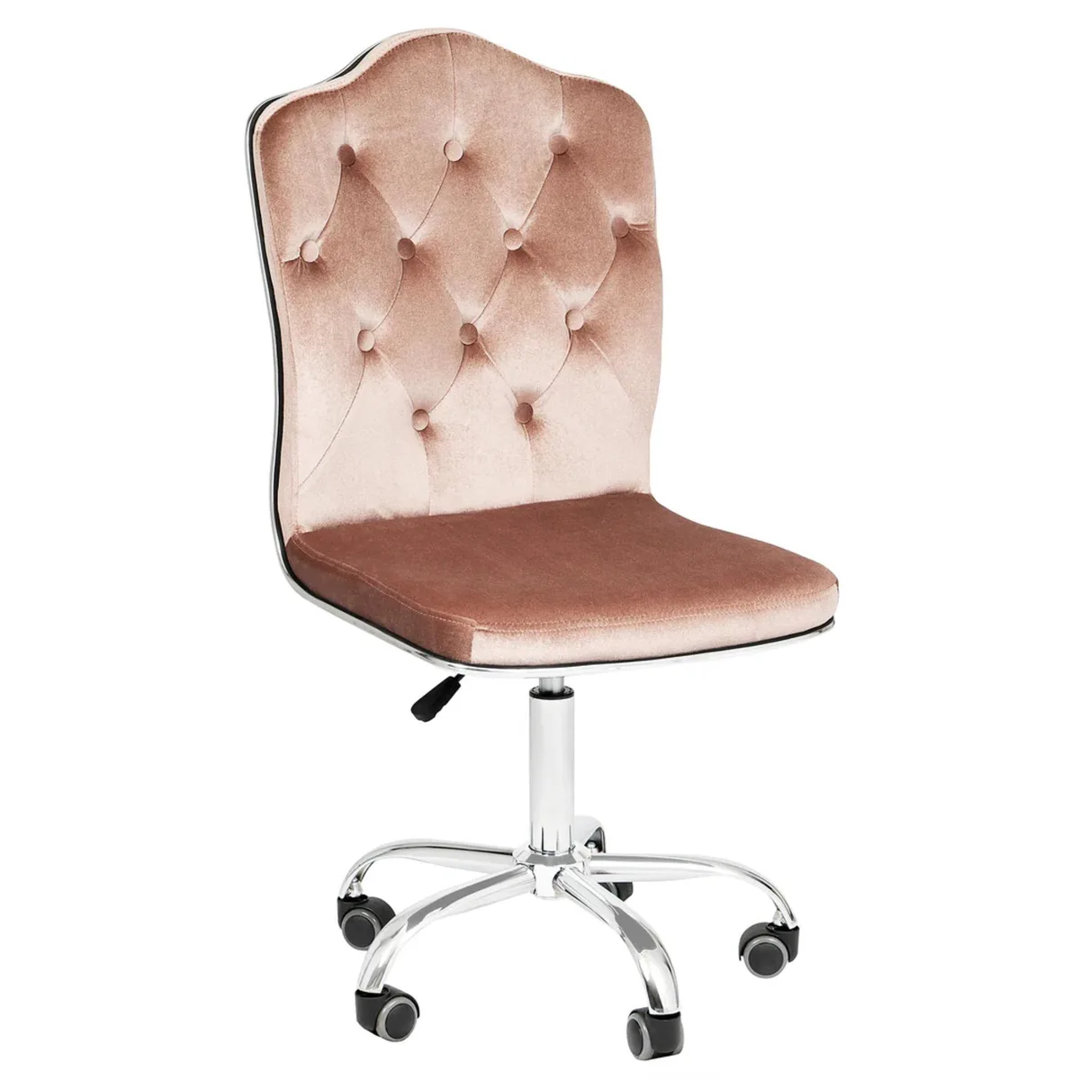 Impressions Vanity Company Impressions Vanity Company Royal Tufted Vanity Chair Pink 360 Swivel Adjustable Height 18-19-21-41-46 — 商品照片