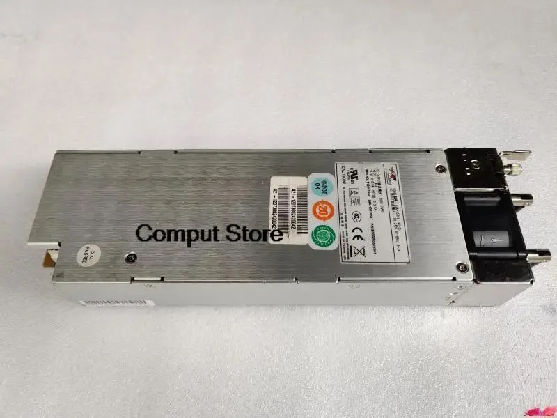 Rectangular silver ATX power supply unit with ventilation grilles and rear connector panel