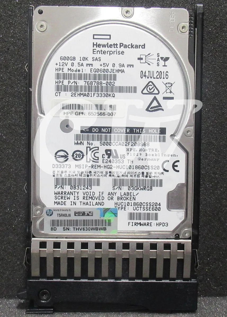 HPE 2.5 inch SAS hard drive in smart carrier tray