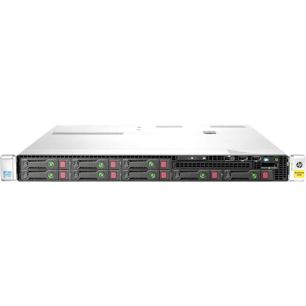 HP StoreVirtual 4330 1U SAN server front view with drive bays