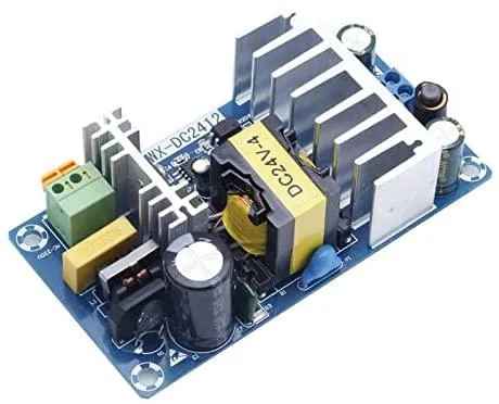 Green rectangular circuit board with silver components and screw terminals, 115 by 65 mm