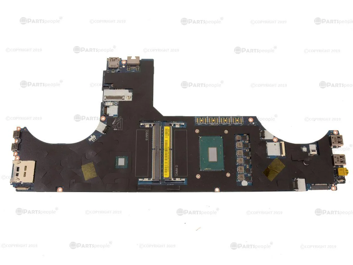 Green laptop motherboard with silver CPU socket and mounted heatsink