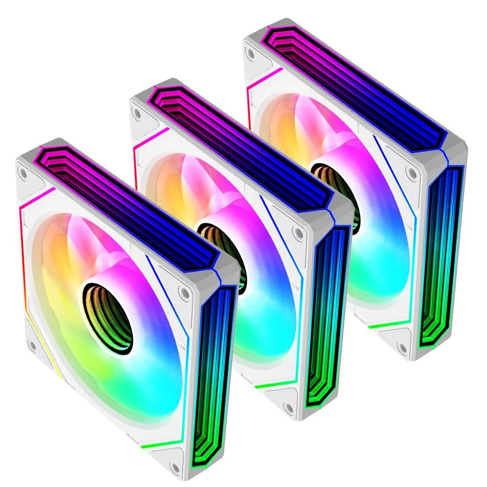Jungle Leopard Jungle Leopard Prism6 PRO ARGB X3 Reverse Blade 120mm Case Fan White 3-Pack — product photo