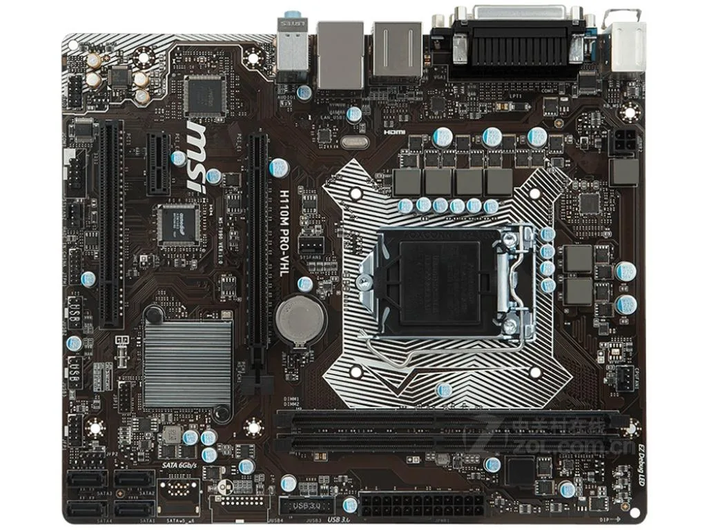 Green Micro ATX motherboard with black LGA 1151 socket and silver heatsinks