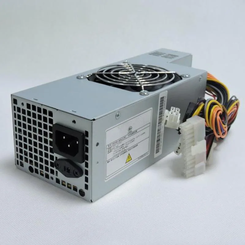Compact TFX power supply unit with metal casing and rear fan grille