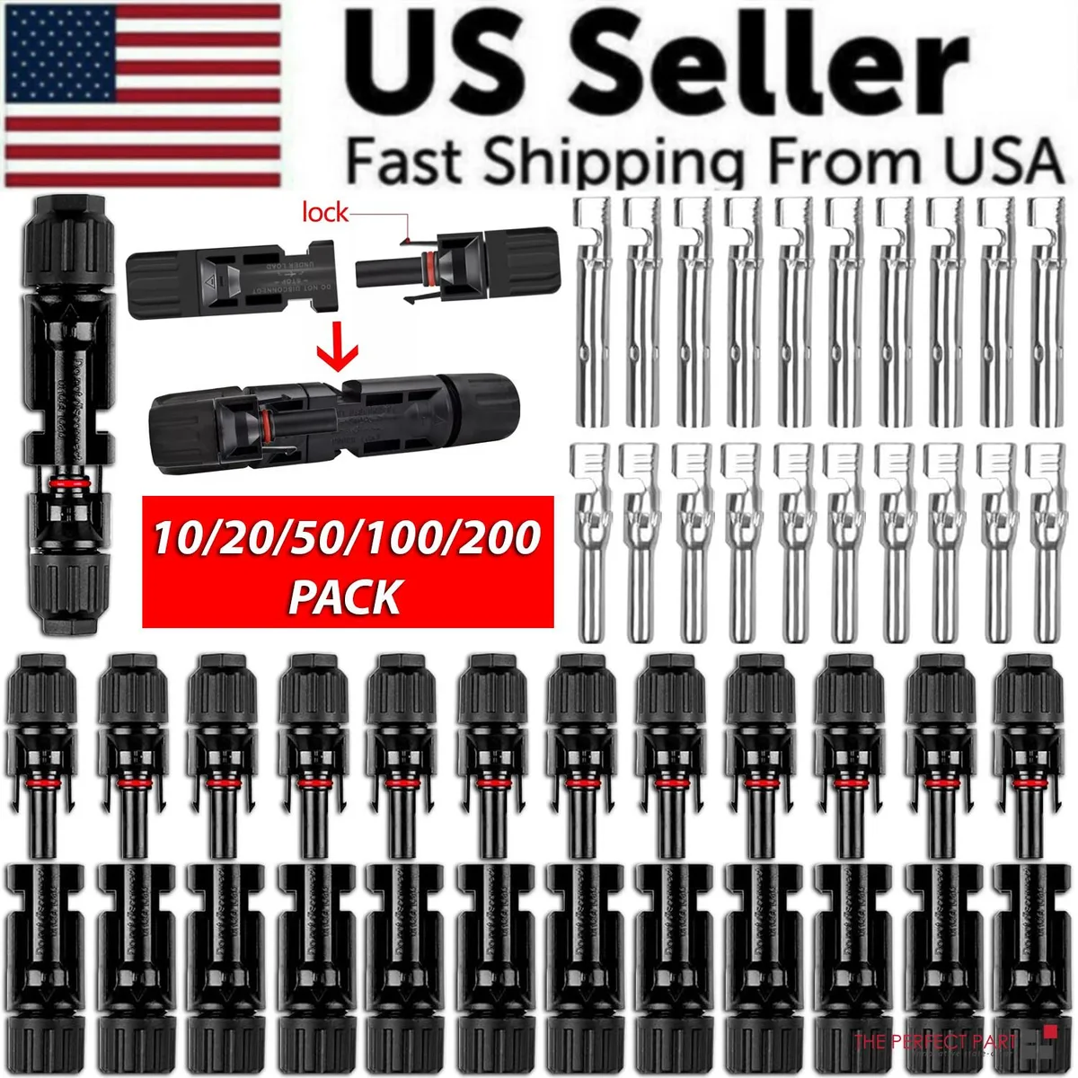 The Perfect Part The Perfect Part 50 Pairs Solar Cable Connectors Industrial Power Supply — 商品照片