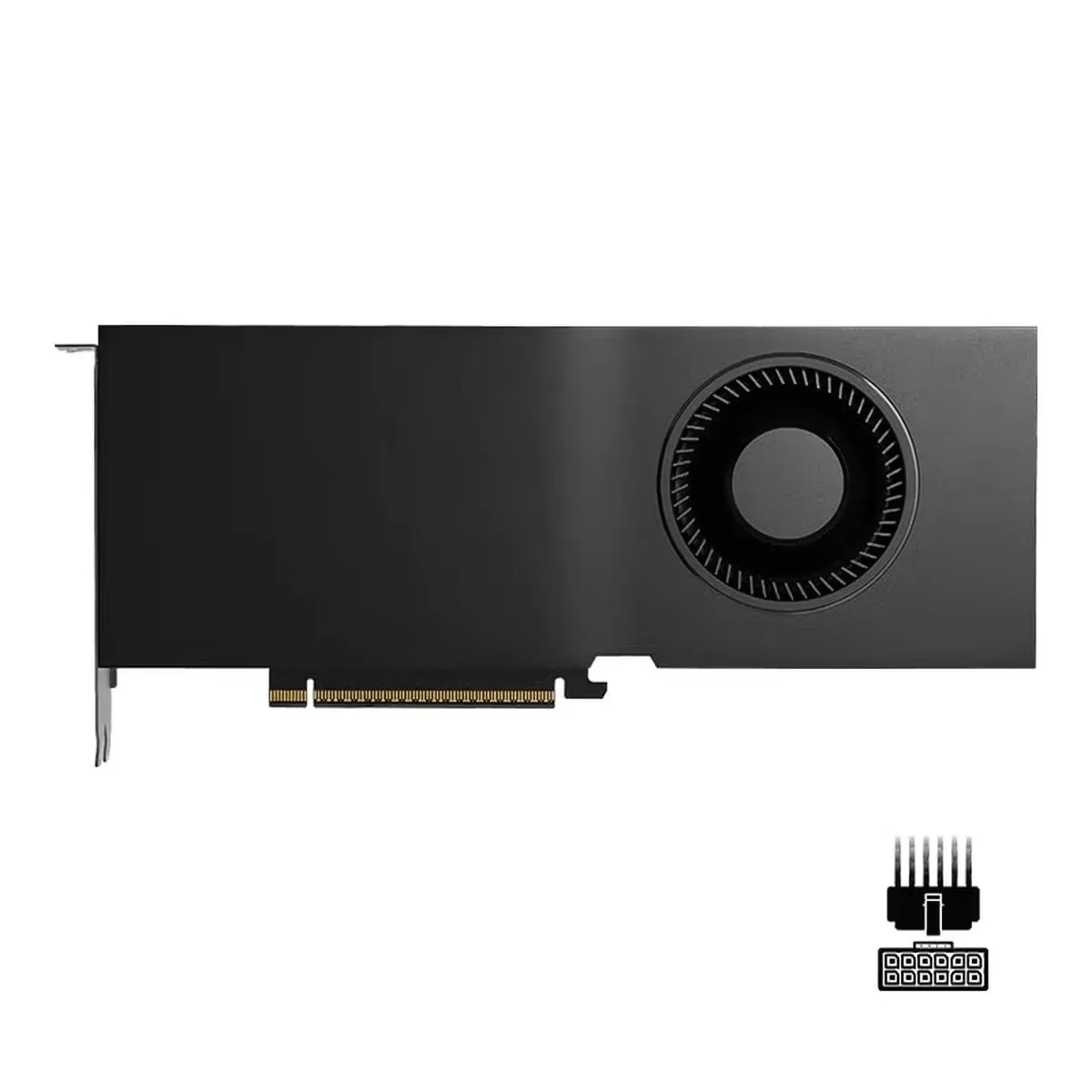 Full-height dual-slot graphics card with silver shroud and exposed copper heatpipes