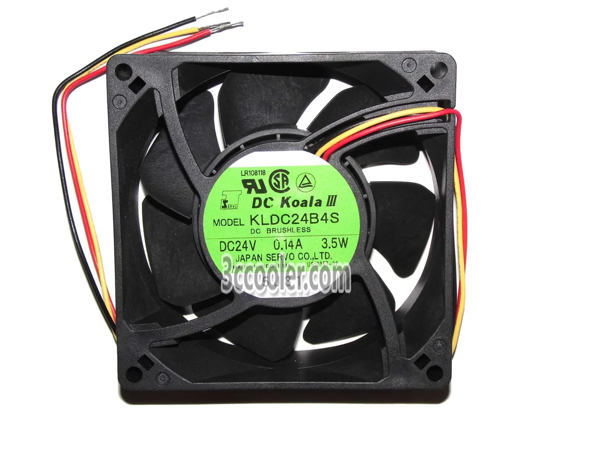 Black 92mm square server fan with 3-wire connector