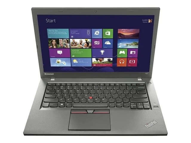 Black Lenovo ThinkPad T450 14 inch laptop closed view