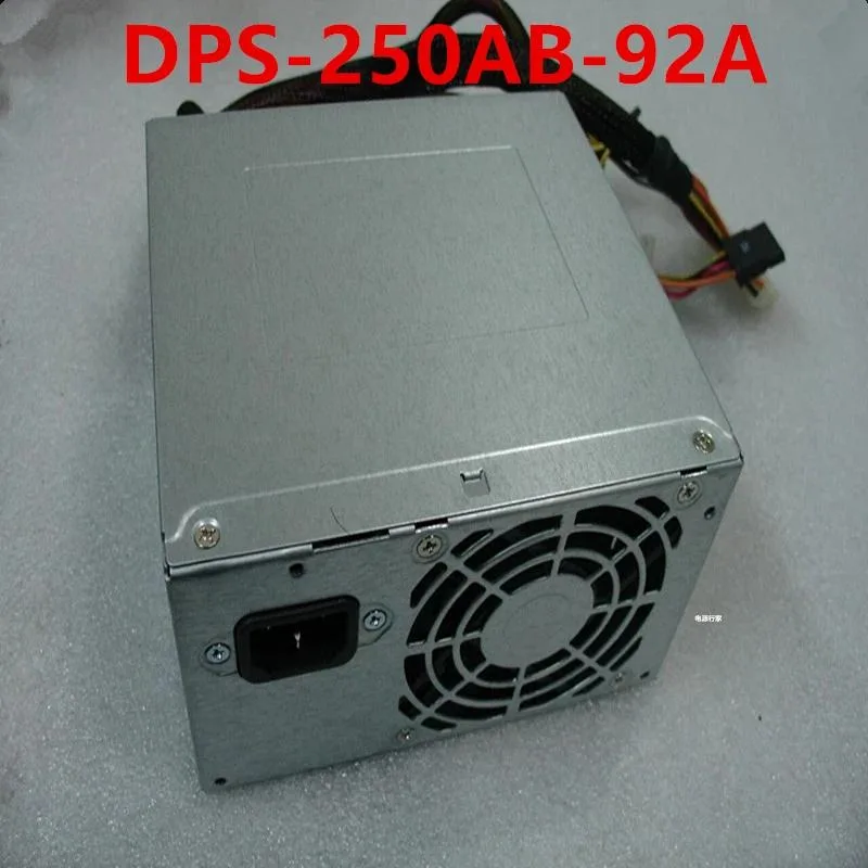 Silver rectangular ATX power supply unit with label showing 250W and 92A