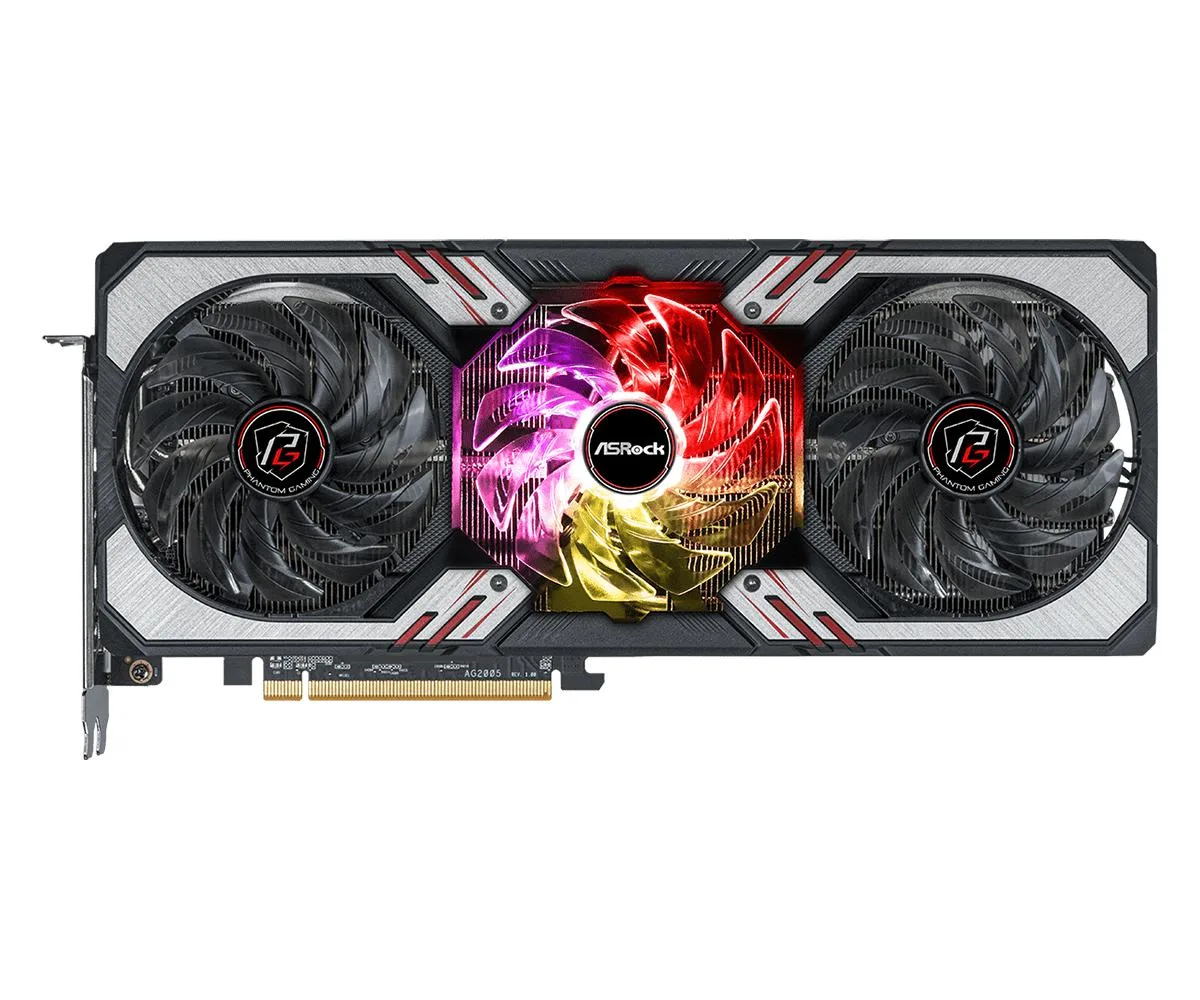 ASRock Radeon RX 6700 XT Phantom Gaming D graphics card, triple axial fans, metal backplate, 2.75-slot design