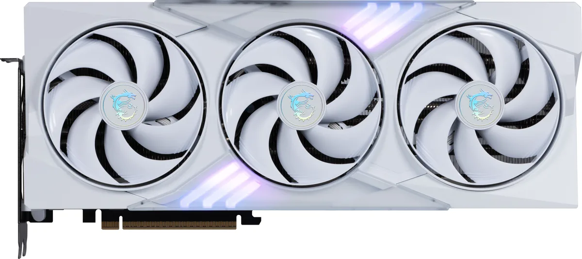 White triple-fan graphics card with silver heatsink visible, 338 mm long
