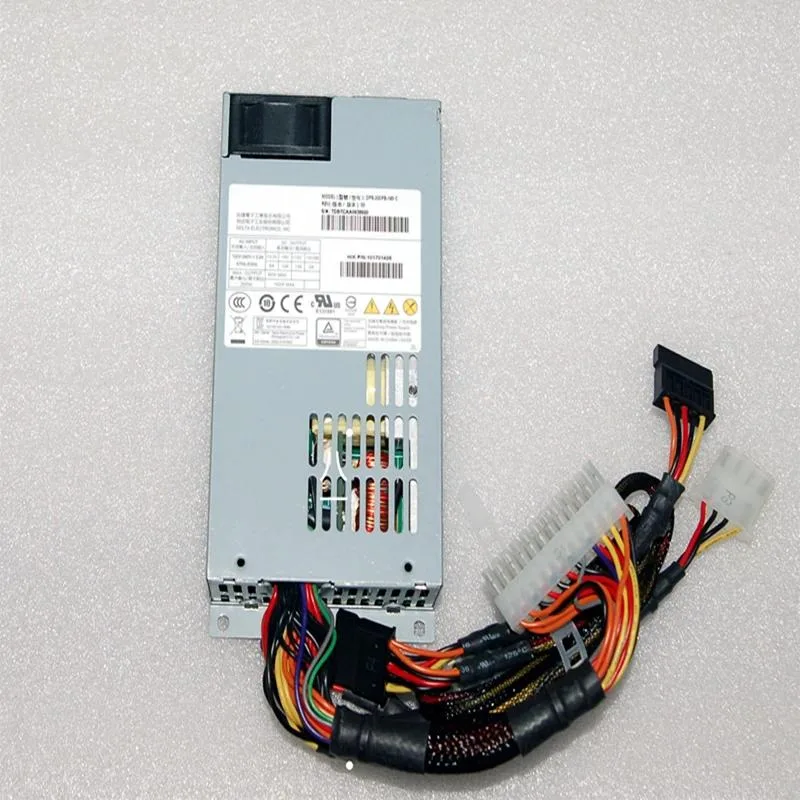 Compact 1U ATX power supply unit in matte black metal finish