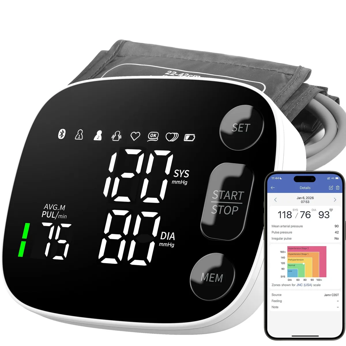  Oklar C05T Blood Pressure Monitor, 240 readings, 8.7–16.5 in cuff, Bluetooth — produkto nuotrauka