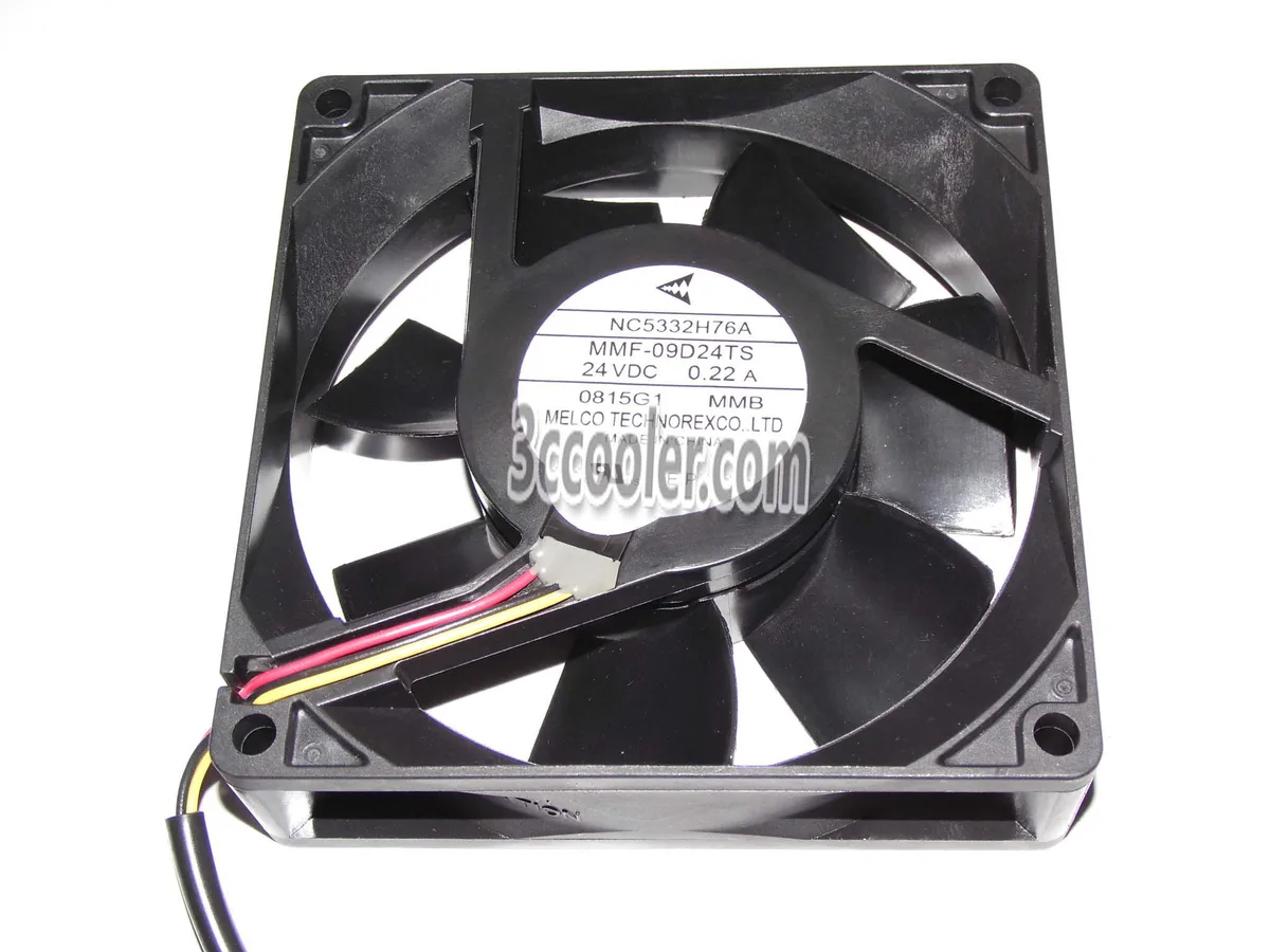 Black 9 cm square cooling fan with three-wire connector