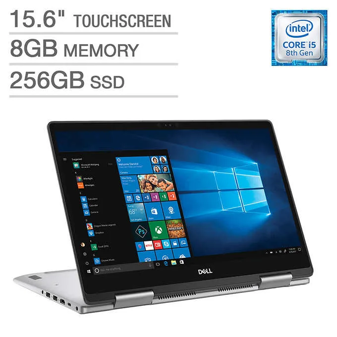 Silver aluminium 2-in-1 laptop with 15.6 inch touchscreen display