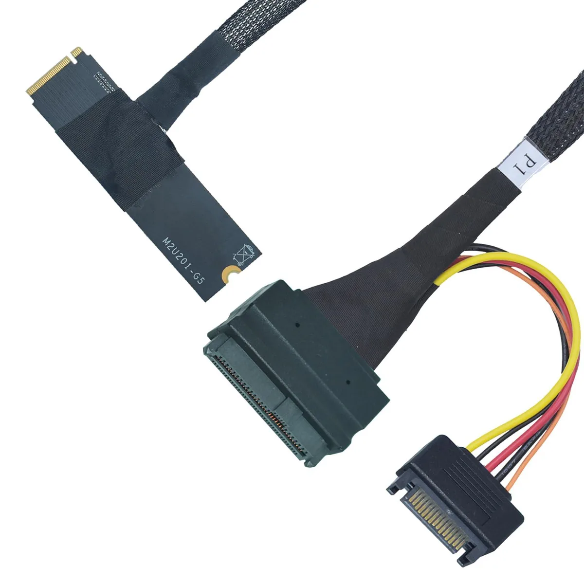 LetLinkSo LetLinkSo LLS-CB-1MT1UT-01 PCIe 5.0 M.2 to U.2 Adapter Top Side Exit 1.6ft (50cm) — photo du produit