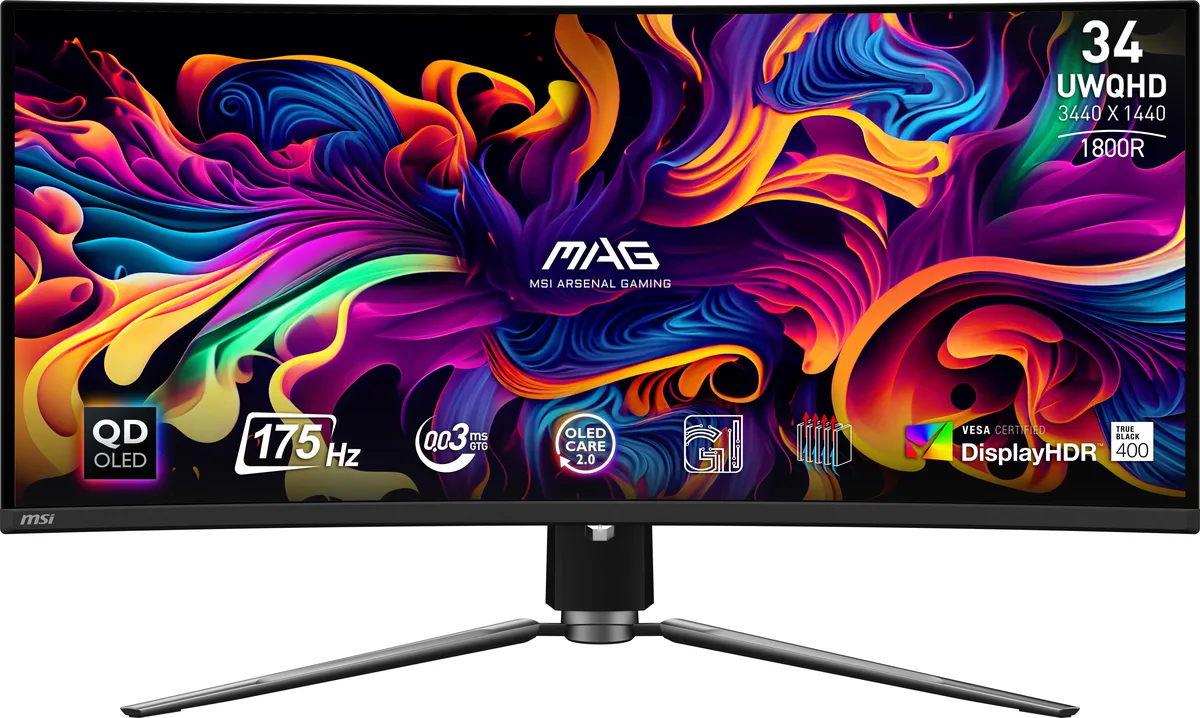 MSI MSI MAG 341CQP QD-OLED 34" 175Hz UWQHD gaming monitor — product photo
