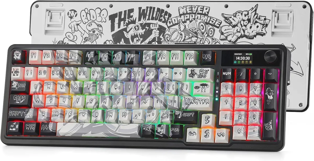 Redragon Redragon K719 PRO Wireless Gasket Gaming Keyboard 95 Keys Street Graffiti 1.41 in Screen — produktbild