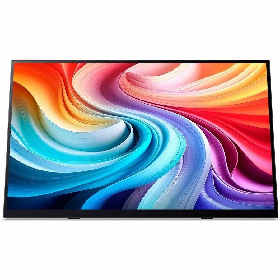 Black 27 inch touch monitor with thin bezels and stand