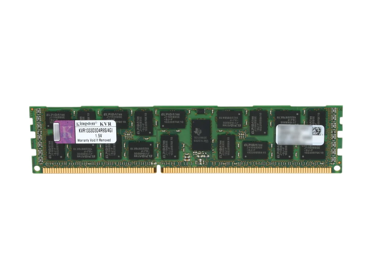 Green 240-pin DDR3 server memory module with black chips and gold contacts