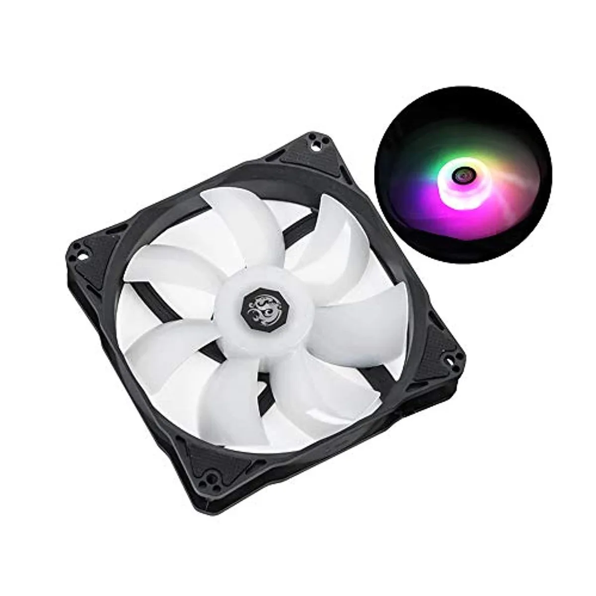 Bitspower Bitspower Notos 120mm DRGB Case Fan 1800 RPM 59 CFM 28 dBA 25mm Black White — 제품 사진