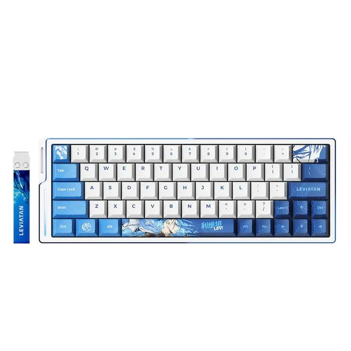 Compact 64-key wired gaming keyboard, full CNC aluminium case, Leviatan collaboration design, RGB backlighting