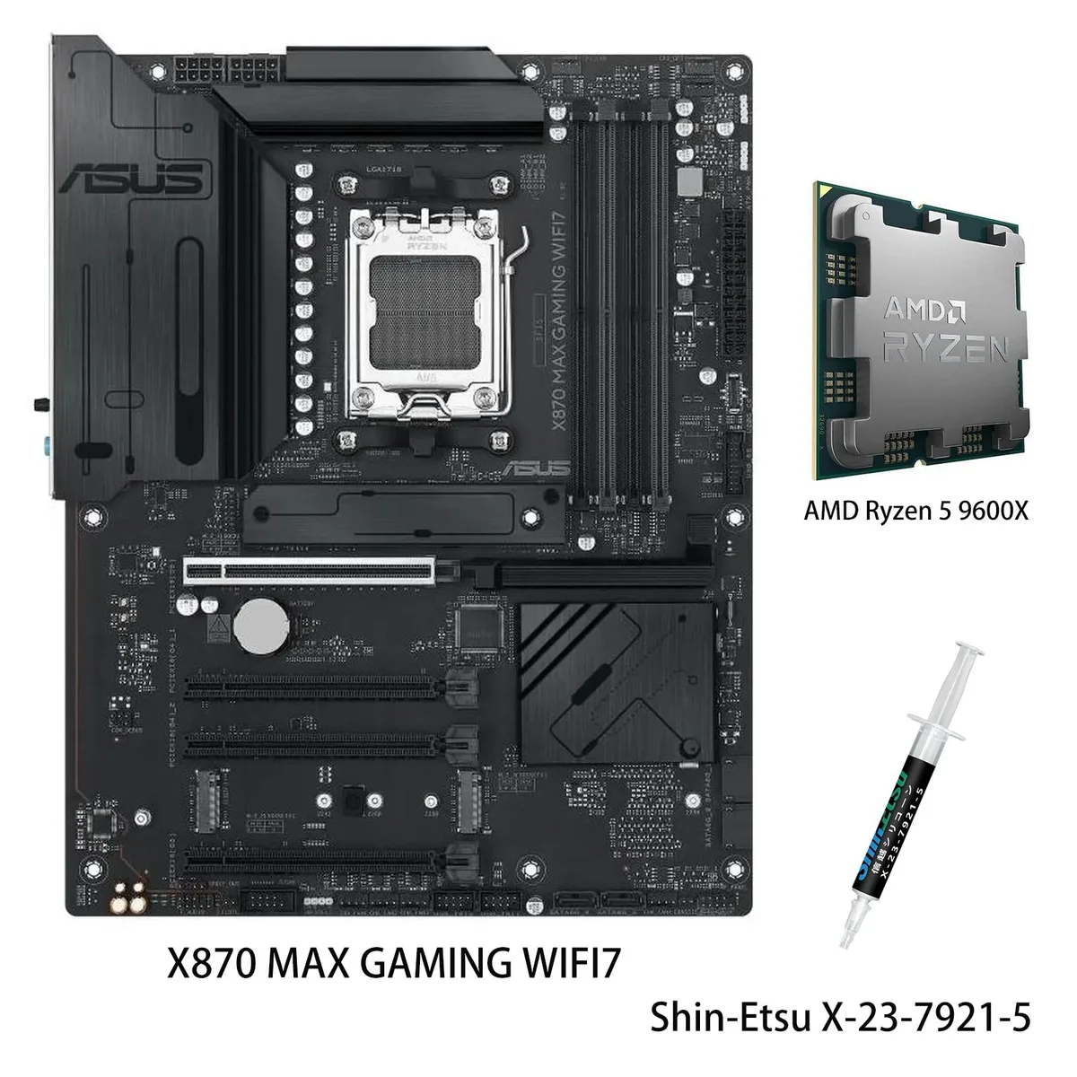 ASUS ASUS X870 MAX GAMING WIFI7 AMD motherboard & Ryzen 5 9600X CPU combo — product photo