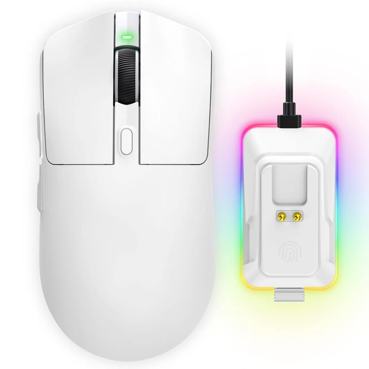 Black right-hand gaming mouse with RGB magnetic charging dock