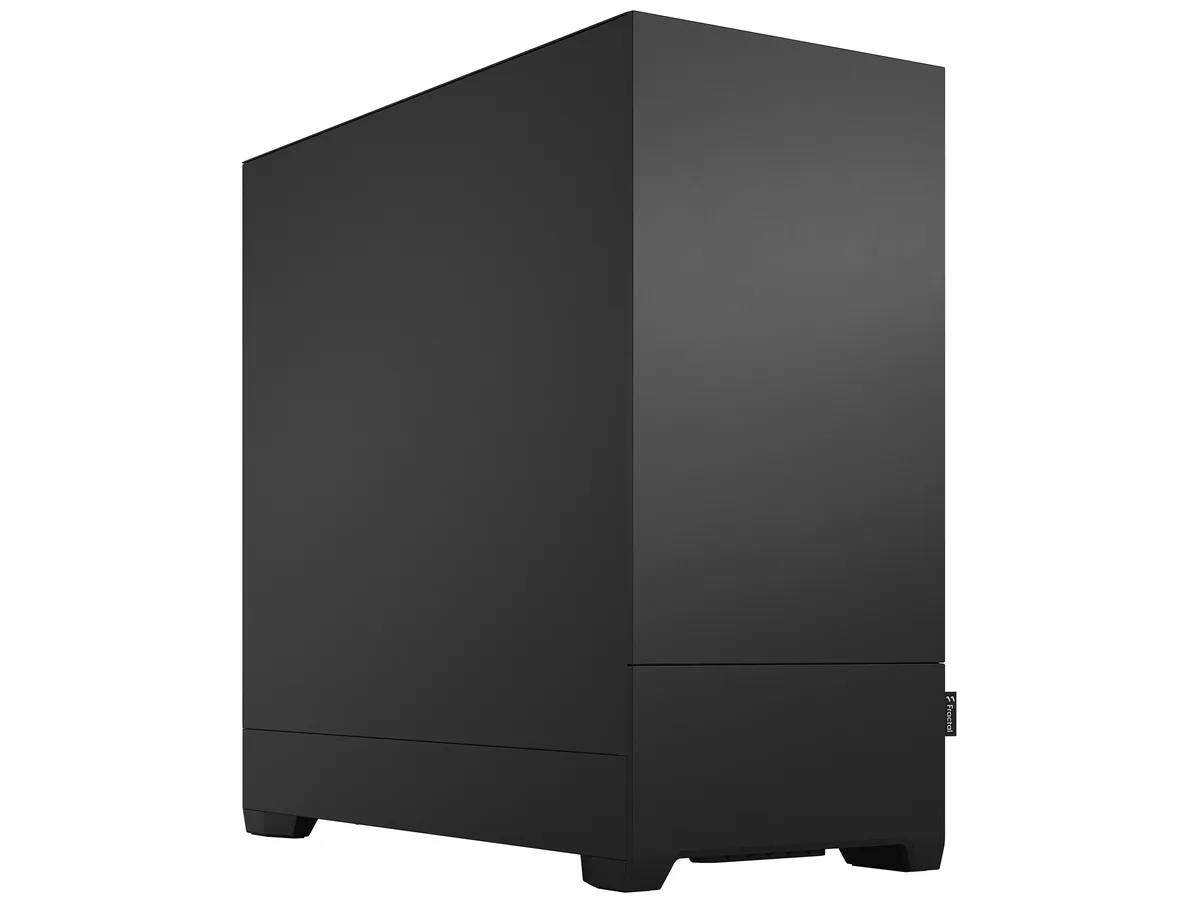 Black steel mid-tower case with solid side panel and closed front top design
