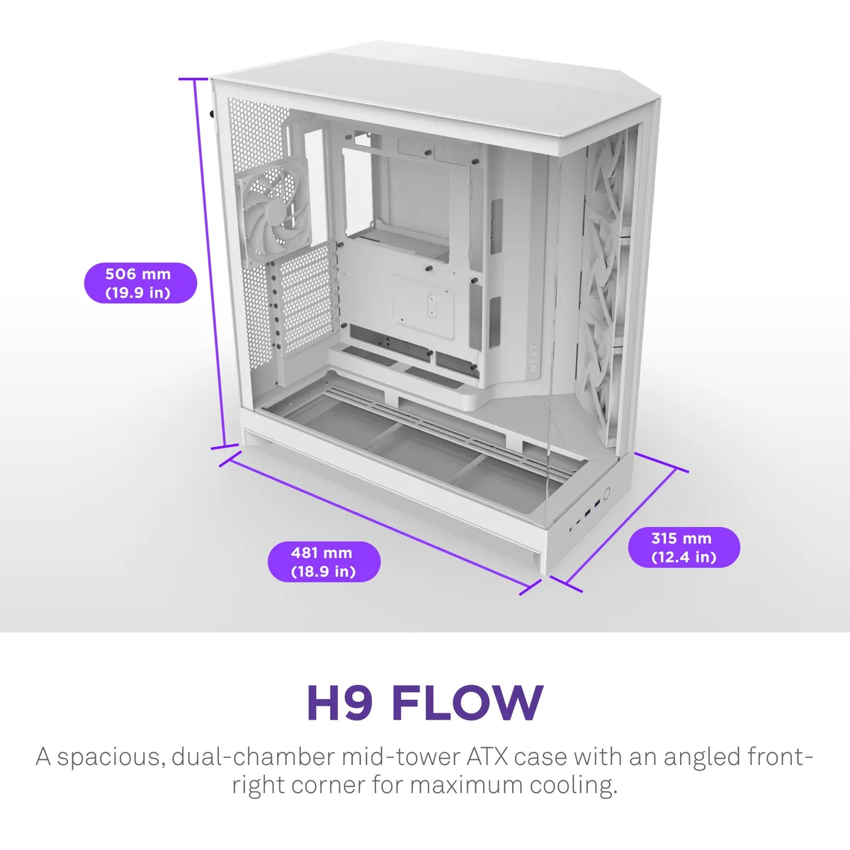 NZXT NZXT CM-H92FW-01 H9 Flow (2025) White ATX Mid-Tower PC Case — product photo
