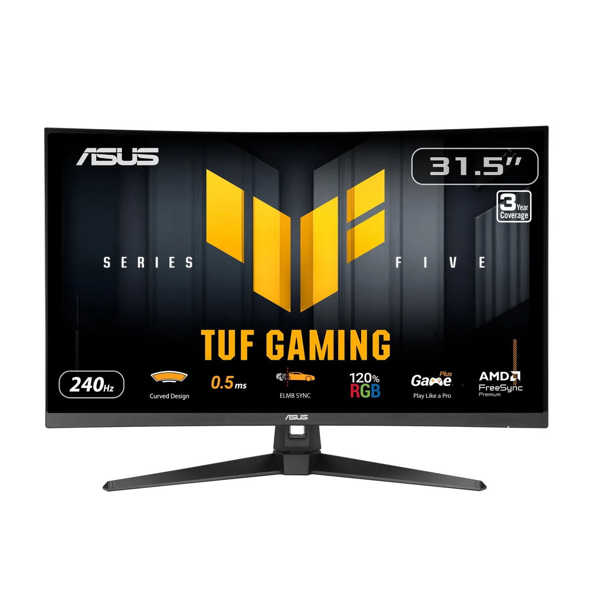 Black 31.5 inch curved gaming monitor on adjustable stand