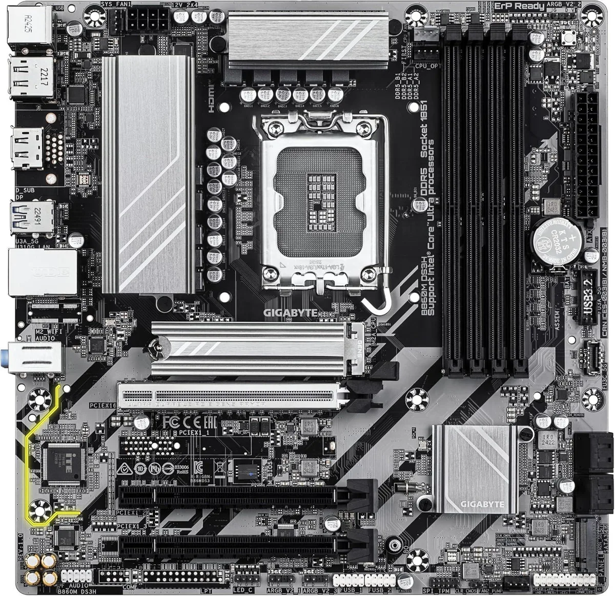 GIGABYTE GIGABYTE B860M DS3H LGA 1851 microATX DDR5 Intel motherboard — photo du produit