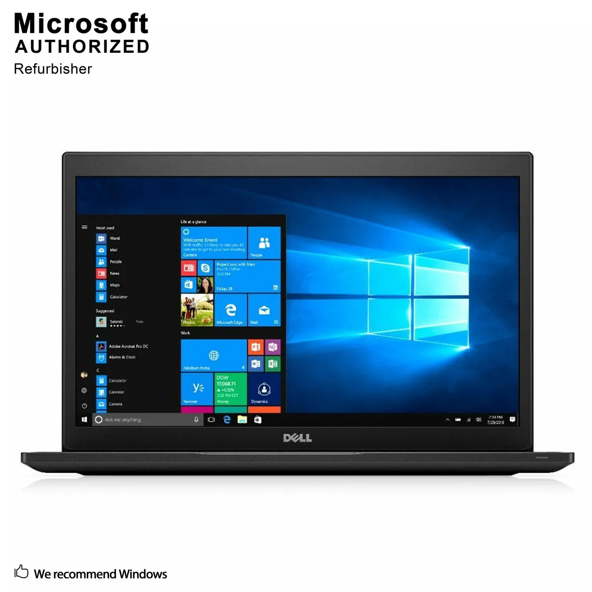 Black Dell Latitude 7480 14 inch laptop closed view